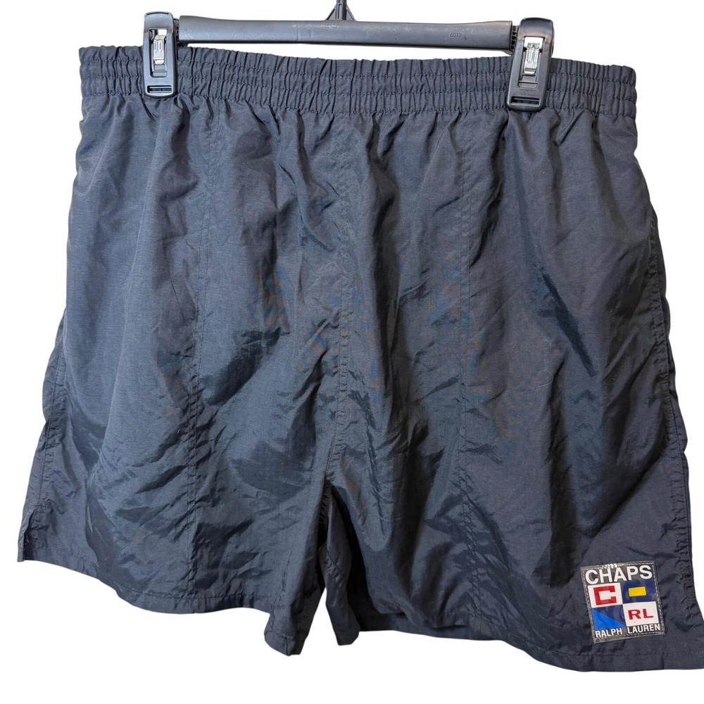 Chaps Ralph Lauren Vintage Mens Black Nylon Mesh Lined Swim Trunks Shorts Large